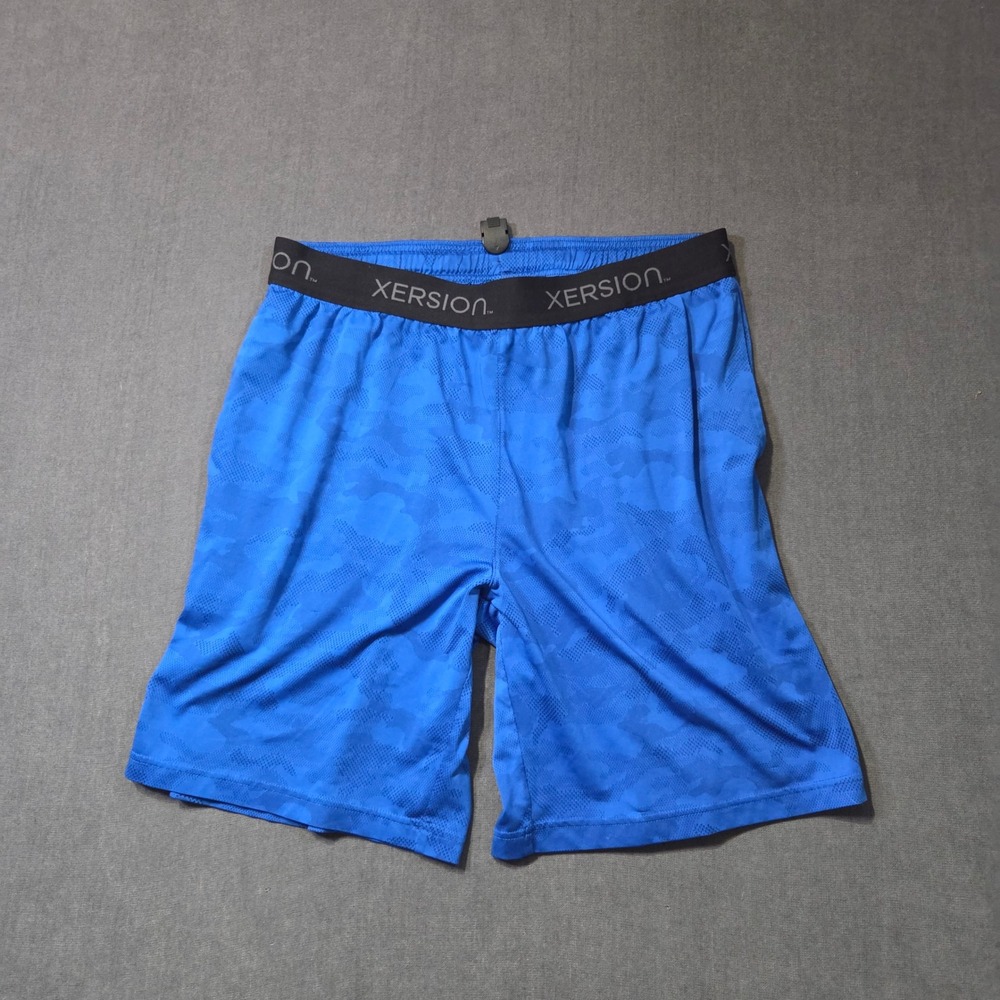 Xersion Athletic Shorts Mens Large Blue Camo Mesh Basketball Gym Activewear